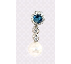 Pendientes oro 18 kt topacio blue london diamantes perla