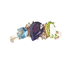 ANILLO ORO 18 KT SEMIPRECIOSA 0.03 CT DIAMANTE                                                      