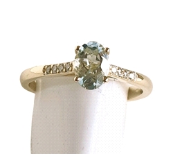 ANILLO ORO 18 KT AGUAMARINA 0.07 CT DIAMANTE                                                        