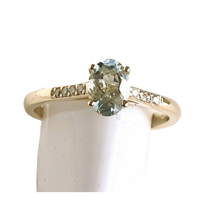 Anillo oro 18 kt aguamarina 0.07 ct diamantes Anillo oro 18 kt aguamarina 0.07 ct diamantes