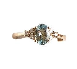 ANILLO ORO 18 KT AGUAMARINA 0.18 CT DIAMANTE                                                        