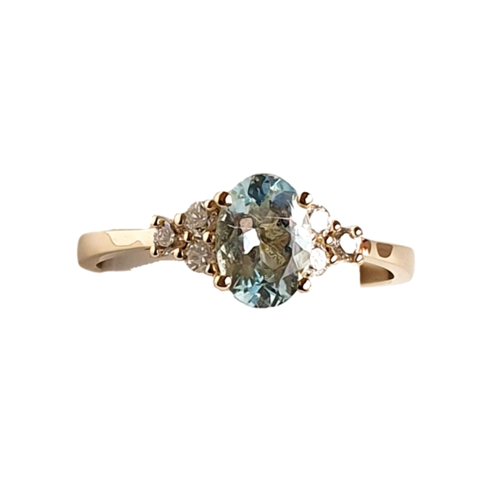 Anillo oro 18kt aguamarina 0.18 ct diamantes Anillo oro 18kt aguamarina 0.18 ct diamantes