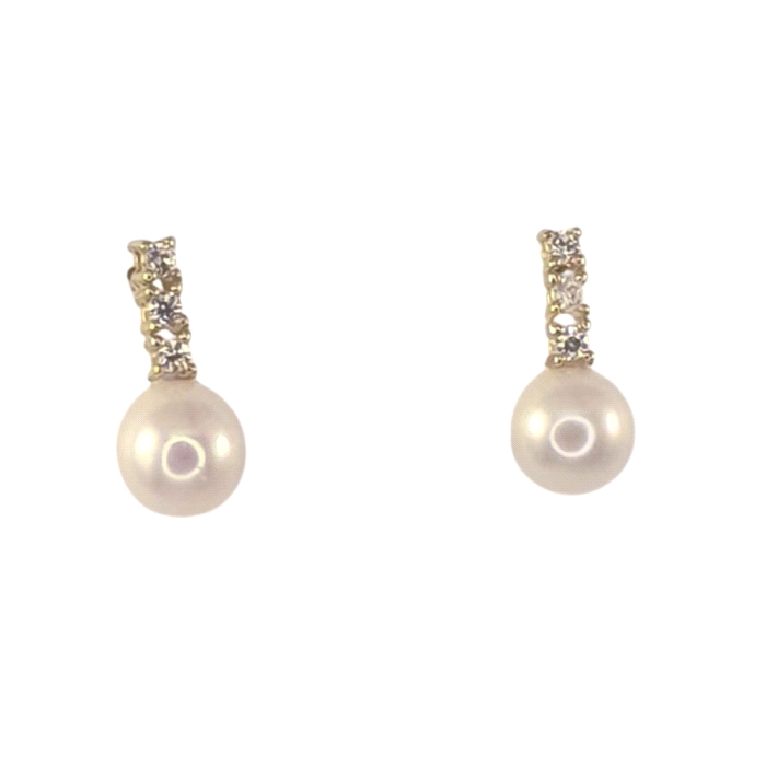 Pendientes oro 18 kt perla cultivada 0.09 ct diamantes Pendientes oro 18 kt perla cultivada 0.09 ct diamantes