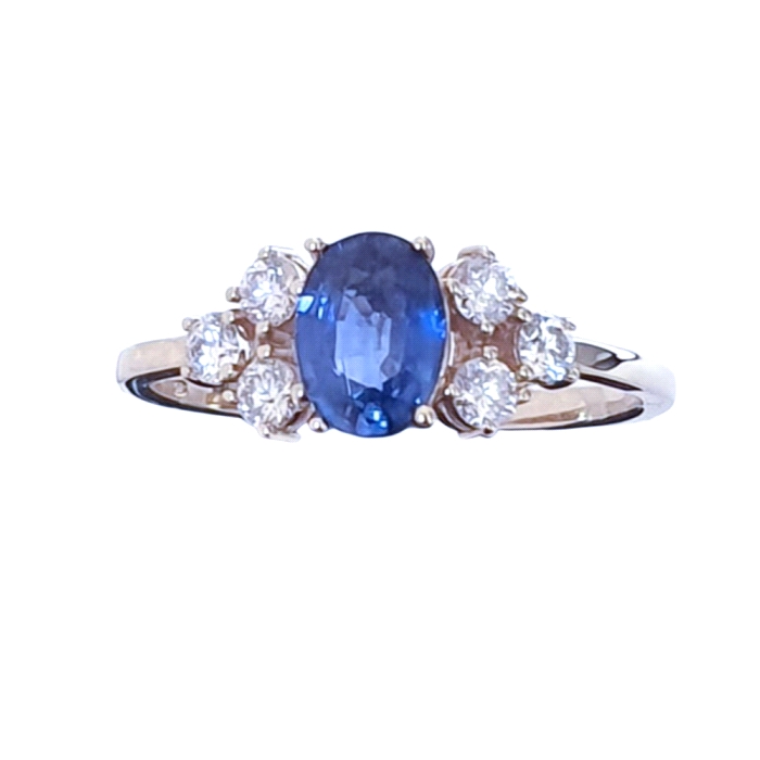 Anillo oro 18 kt zafiro 0.33 ct diamantes