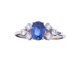 Anillo oro 18 kt zafiro 0.33 ct diamantes