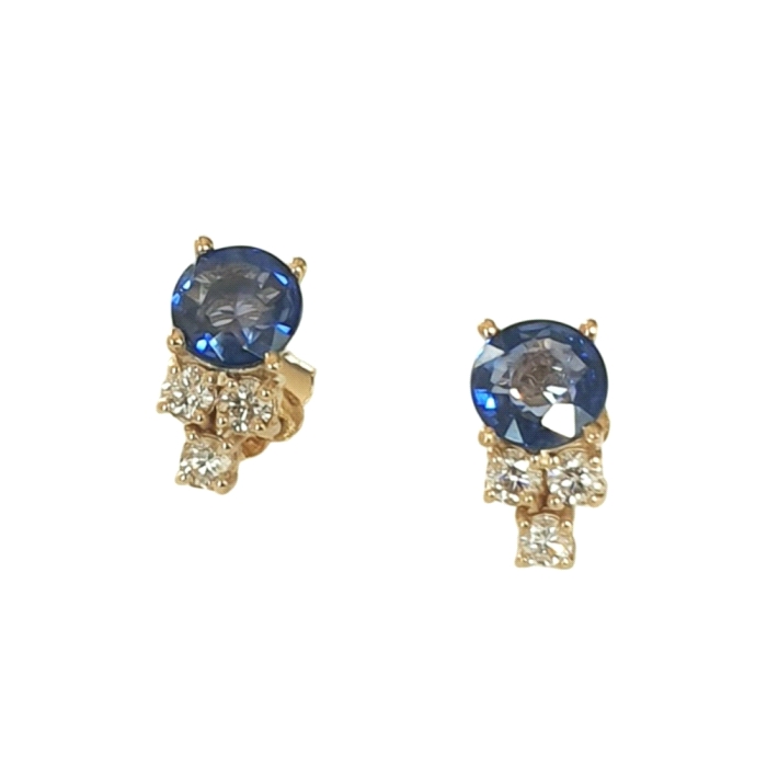 Pendientes oro 18 kt zafiro 0.24 ct diamantes Pendientes oro 18 kt zafiro 0.24 ct diamantes