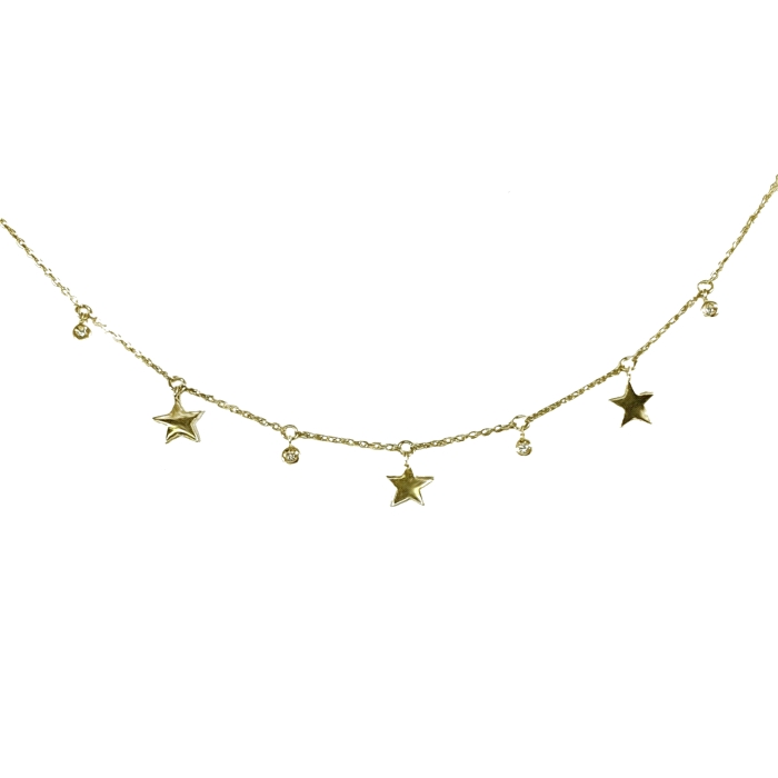 Gargantilla estrellas oro 18 kt circonitas