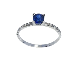 Anillo redondo oro 18 kt color fino 0.16 ct diamantes