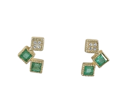 Pendientes oro 18 kt color fino 0.04 ct diamantes