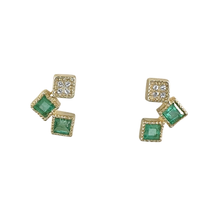 Pendientes oro 18 kt color fino 0.04 ct diamantes