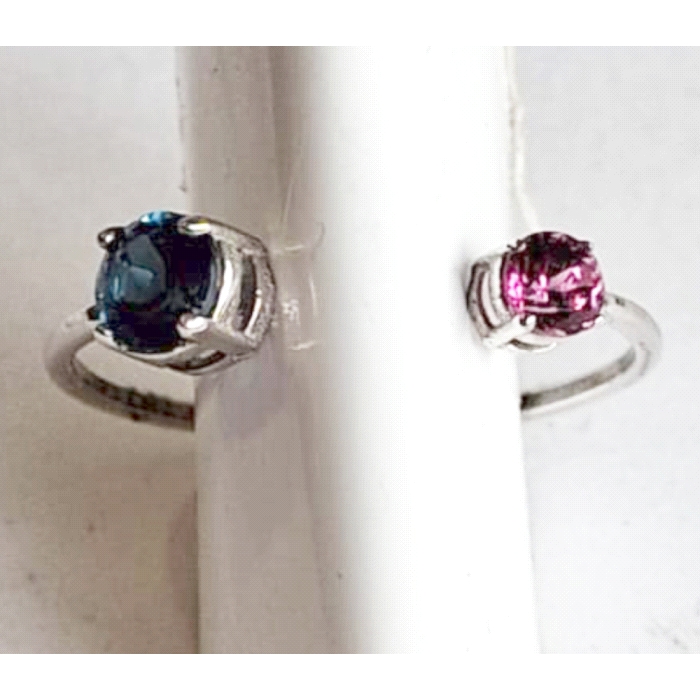 Anillo abierto oro 18 kt topacio blue london y rodolita