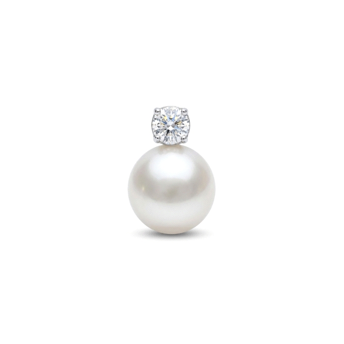 Pendientes oro 18 kt perla 0.17 ct diamantes