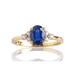 ANILLO ORO 18KT ZAFIRO 0.18 CT DIAMANTE