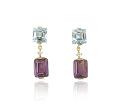 Pendientes oro 18 kt color fino  0.03 ct diamantes