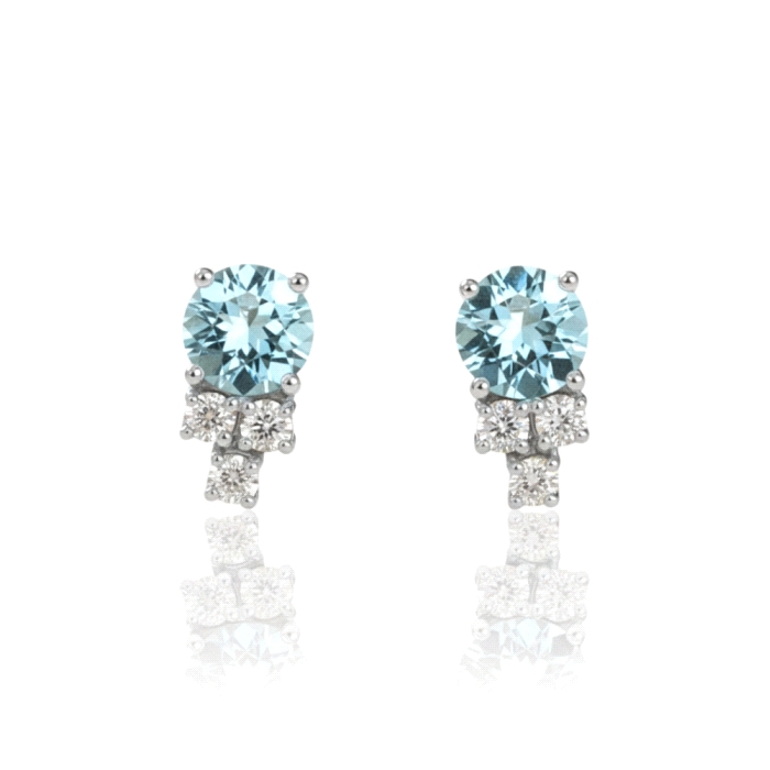 Pendientes oro 18 kt aguamarina 0.24 ct diamantes