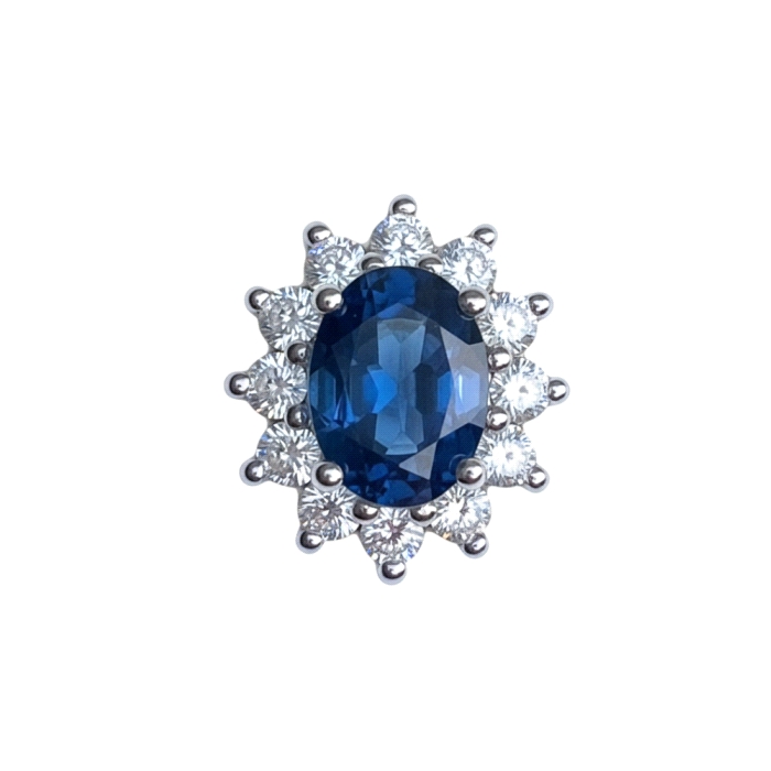Pendientes oro 18 kt zafiro 0.72 ct diamantes