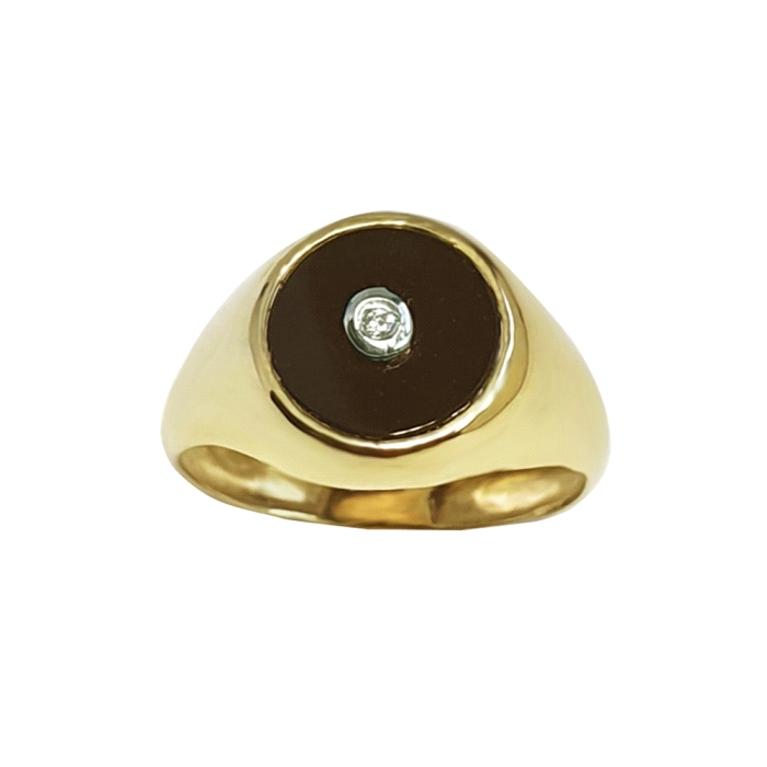 Anillo onix oro 18 kt  0.01 ct diamante