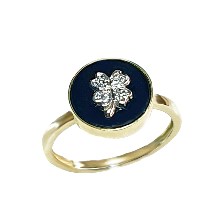 Anillo trebol oro 18 kt 0.06 ct diamantes