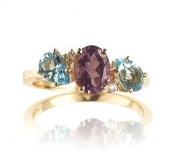 ANILLO ORO 18 KT TOPOACIO/AMATISTA 0.03 CT DIAMANTE