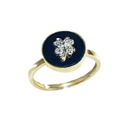 ANILLO ONIX TREBOL 0.06 CT DIAMANTES