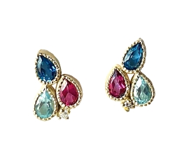 PENDIENTES  ORO 18 KT COLOR  FINO Y  ZIRC