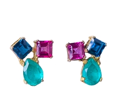 PENDIENTES COLOR FINO ORO 18 KT