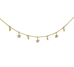 GARGANTILLA  ESTRELLAS  ORO 18 KT  0.18 CT DIAMANTES