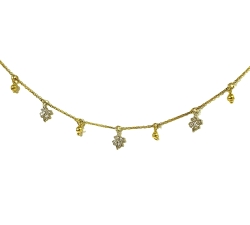 GARGANTILLA  TREBOLES  ORO 18 KT  0.06 CT DIAMANTES