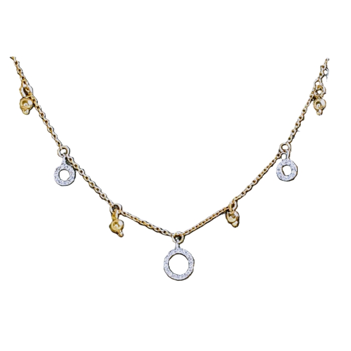 Gargantilla circulos oro 18 kt circonitas