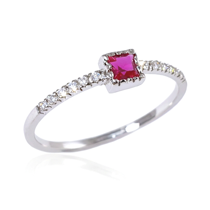 Anillo carre oro 18 kt color fino circonitas