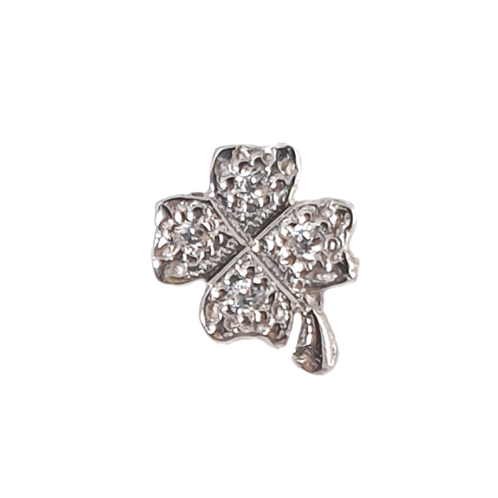 Pendientes mini trebol oro 18 kt diamantes 0.04 ct