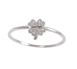 ANILLO TREBOL PEQUEÑO DIAMANTES 0.05 CT