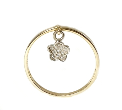 ANILLO FLOR ORO 18 KT  CIRCONITAS