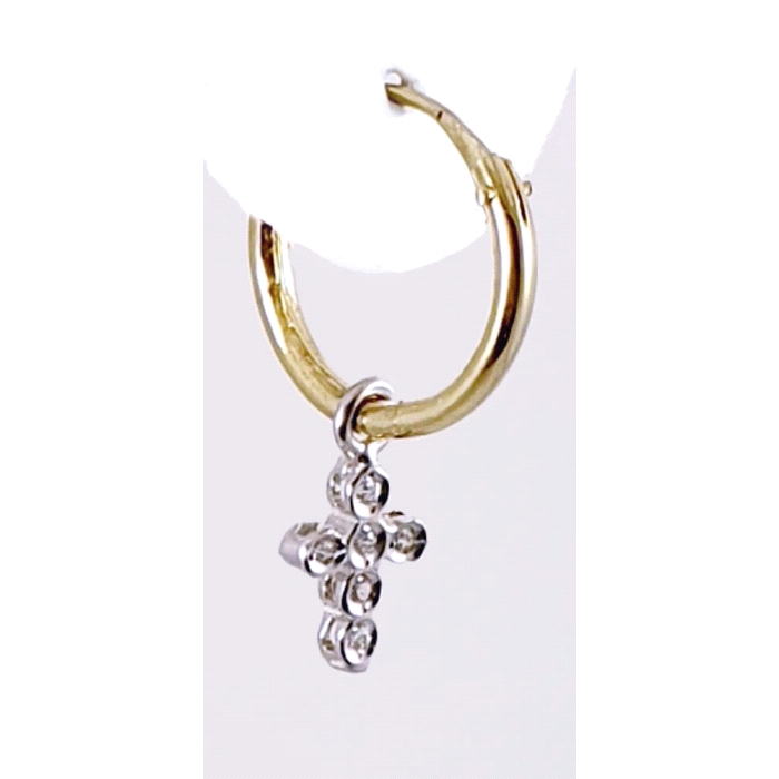 PENDIENTES CRUZ ORO 18 KT CIRCONITAS.