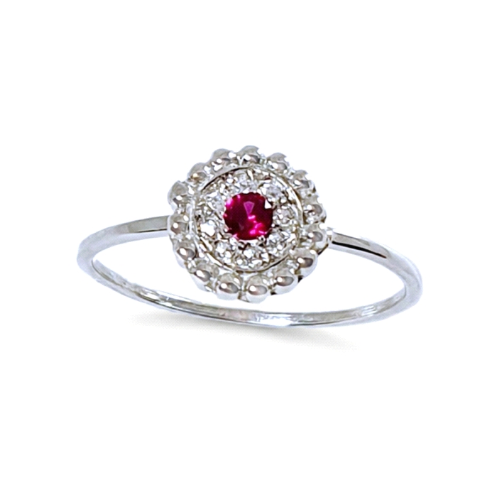 Anillo botón oro 18 kt color fino diamantes