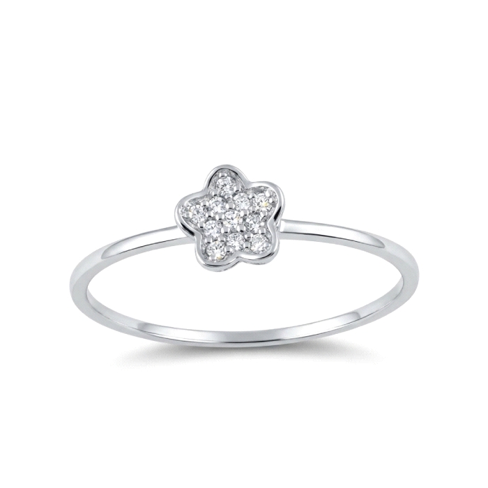 Anillo flor oro 18 kt circonitas