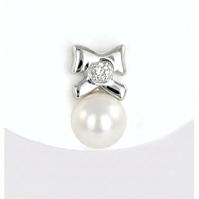 Pendientes niña oro 18 kt diamantes perla