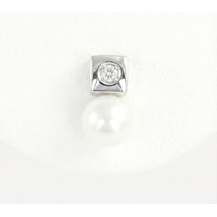 Pendientes niña oro 18 kt diamantes perla