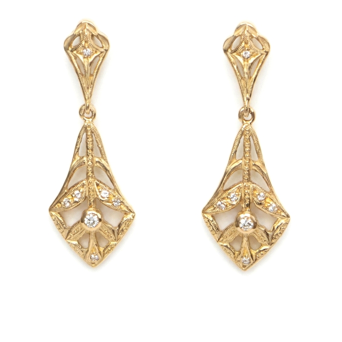 Pendientes oro 18 kt 0.14 ct diamantes
