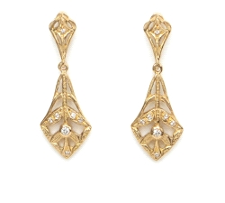 Pendientes oro 18 kt 0.14 ct diamantes
