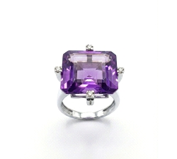 Anillo oro 18 kt amatista 0.06 ct diamantes