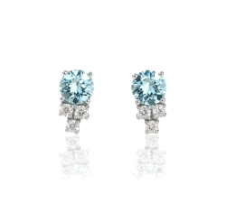 P.PEND ORO 18 KT  AGUAMARINA DIAM. 0.24 CT