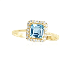 ANILLO ORO 18 KT  AGUAMARINA  0.10 CT DIAM