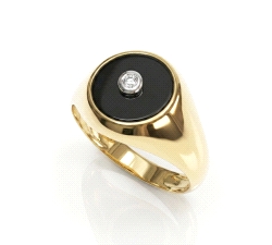 ANILLO  ONIX CHATON  0.01 CT DIAMANTES