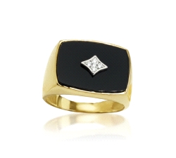 ANILLO ONIX  ROMBO 0.02 CT DIAMANTE