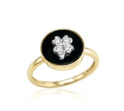 ANILLO ONIX TREBOL 0.06 CT DIAMANTES