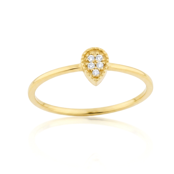 Anillo pera oro 18 kt 0.03 ct diamantes