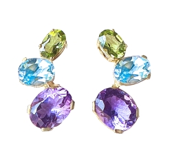 Pendientes  ovales color fino oro 18 kt