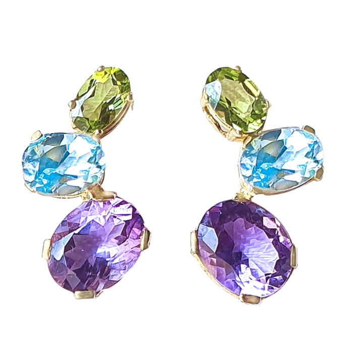 Pendientes  ovales color fino oro 18 kt