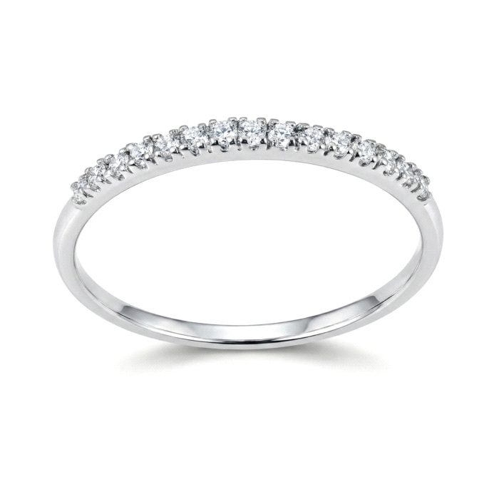 Anillo media alianza oro 18 kt diamantes 0.14 ct